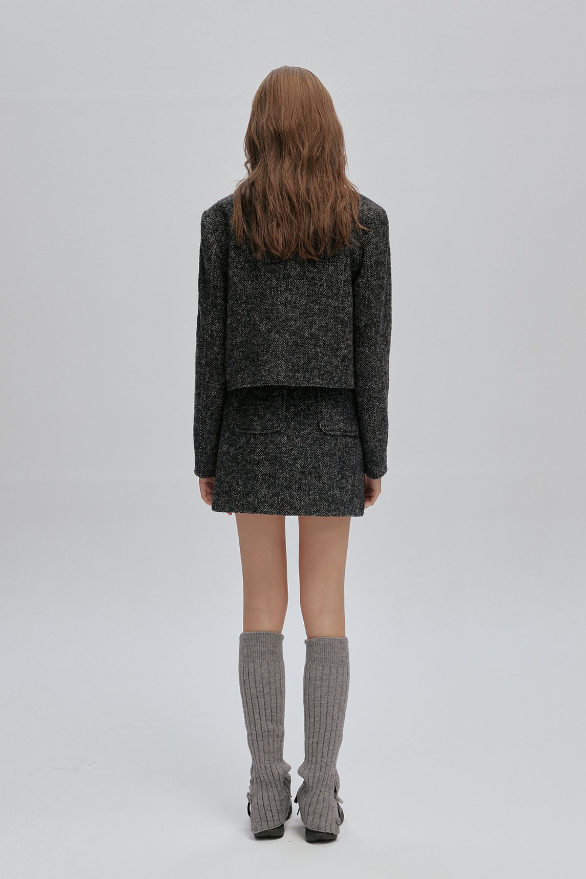 애프터아워즈(AFTERHOURS) CLASSIC WOOL MINI SKIRT (HERRINGBONE)