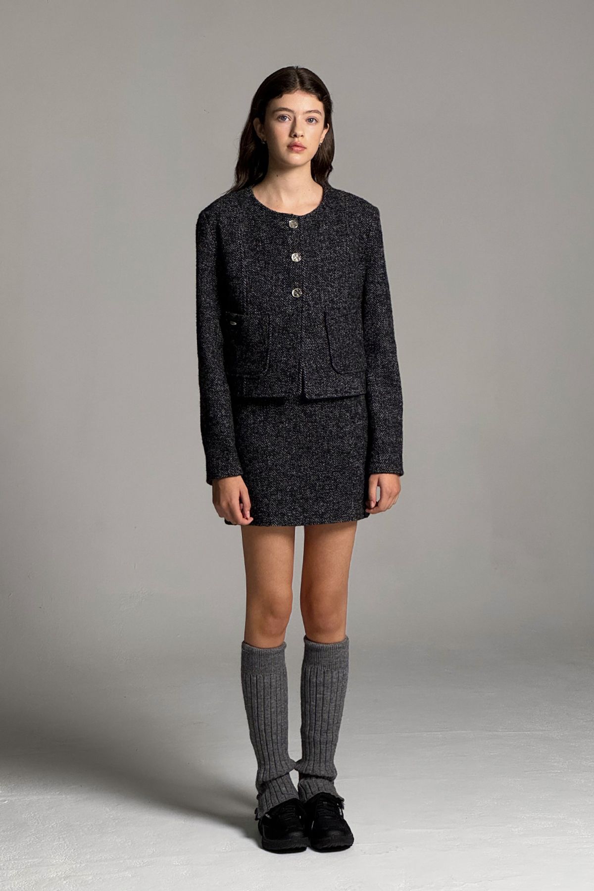 애프터아워즈(AFTERHOURS) CLASSIC WOOL MINI SKIRT (HERRINGBONE)