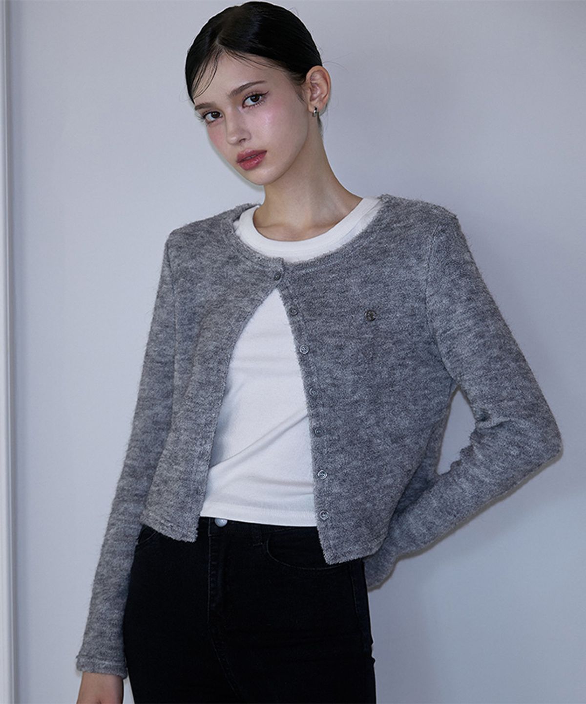 로제프란츠(ROSEFRANTZ) Mohair Round Cardigan [Gray]