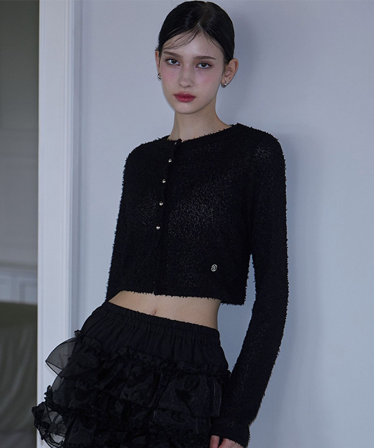 로제프란츠(ROSEFRANTZ) Boucle Metal Button Cardigan [Black]