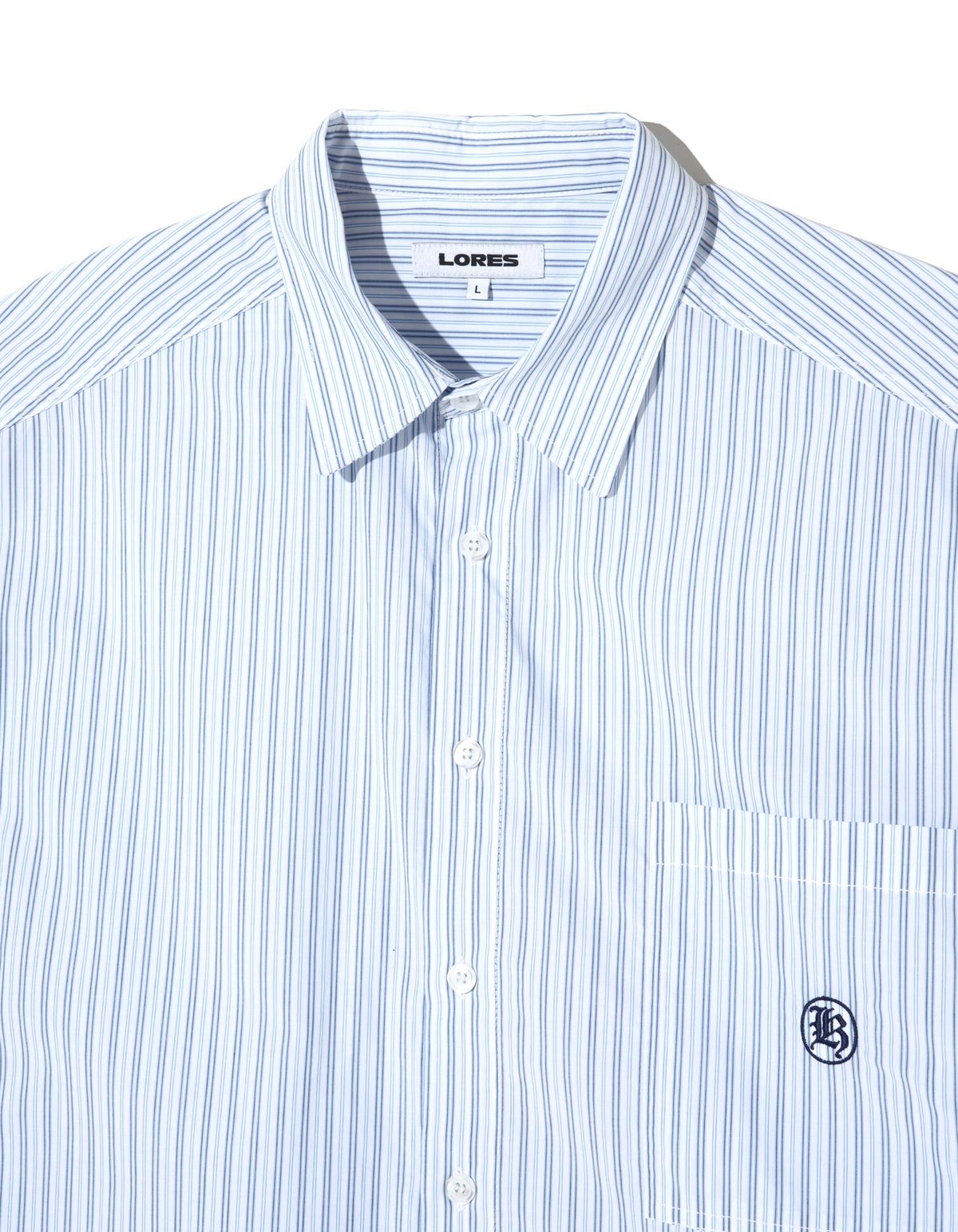 로어즈(LORES) Paneled Stripe Shirts - White