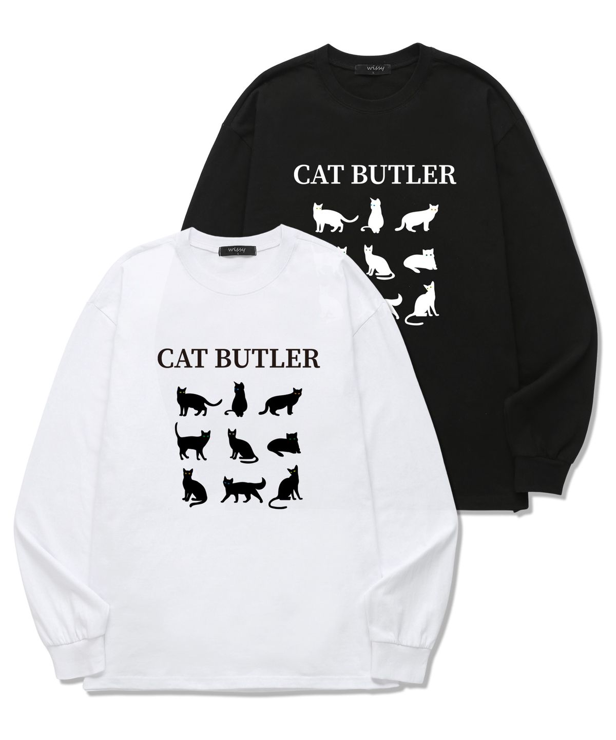 위씨(WISSY) CAT BUTLER 긴팔 티셔츠 (WLS011) 블랙