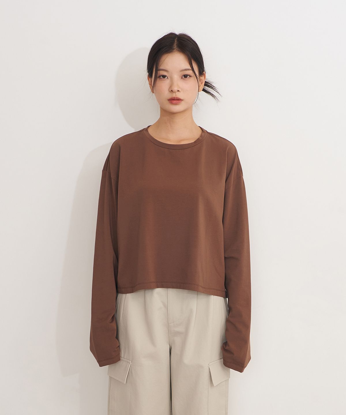 보나츠 팔레트(BONATSPALETTE) BP 와이드 크롭 롱 슬리브 티셔츠_6Color