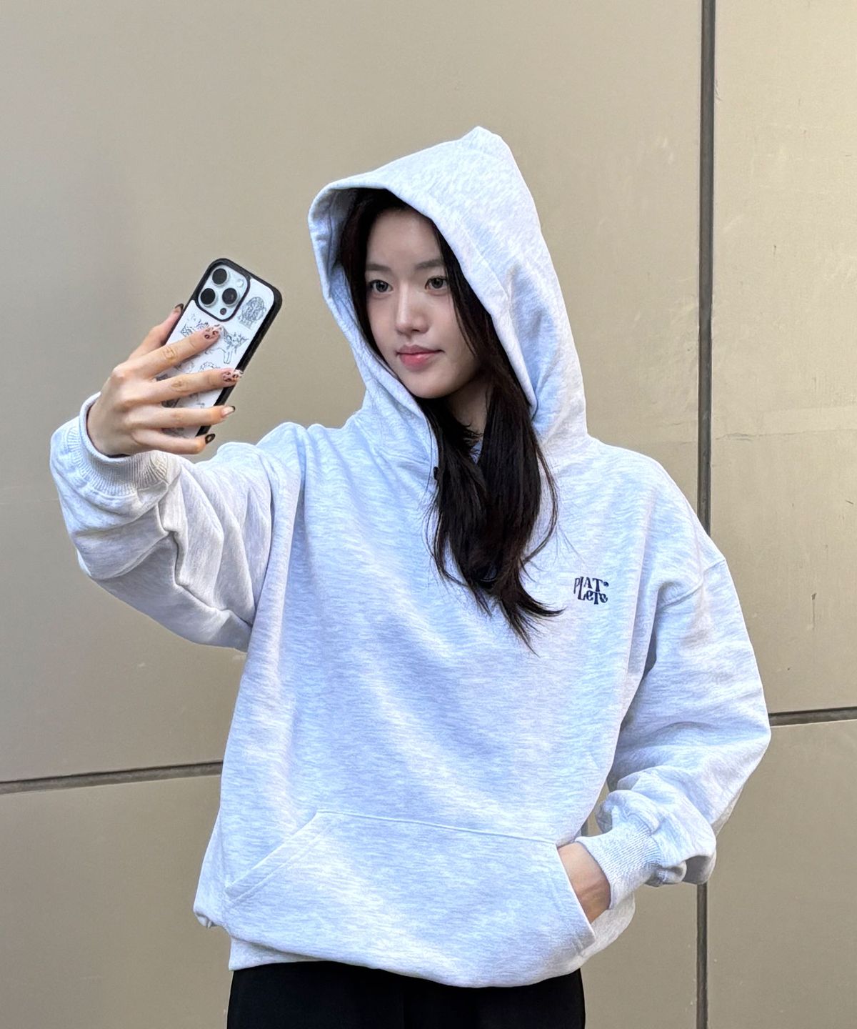 보나츠 팔레트(BONATSPALETTE) BP 팔레트 클럽 오버핏 후디_WHITE MELANGE