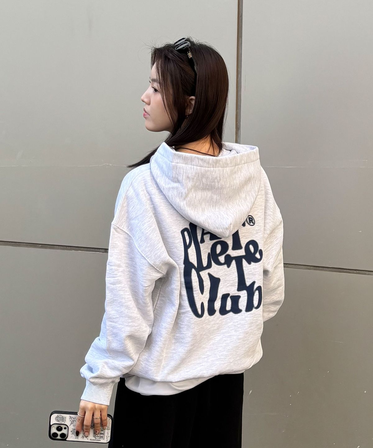 보나츠 팔레트(BONATSPALETTE) BP 팔레트 클럽 오버핏 후디_WHITE MELANGE