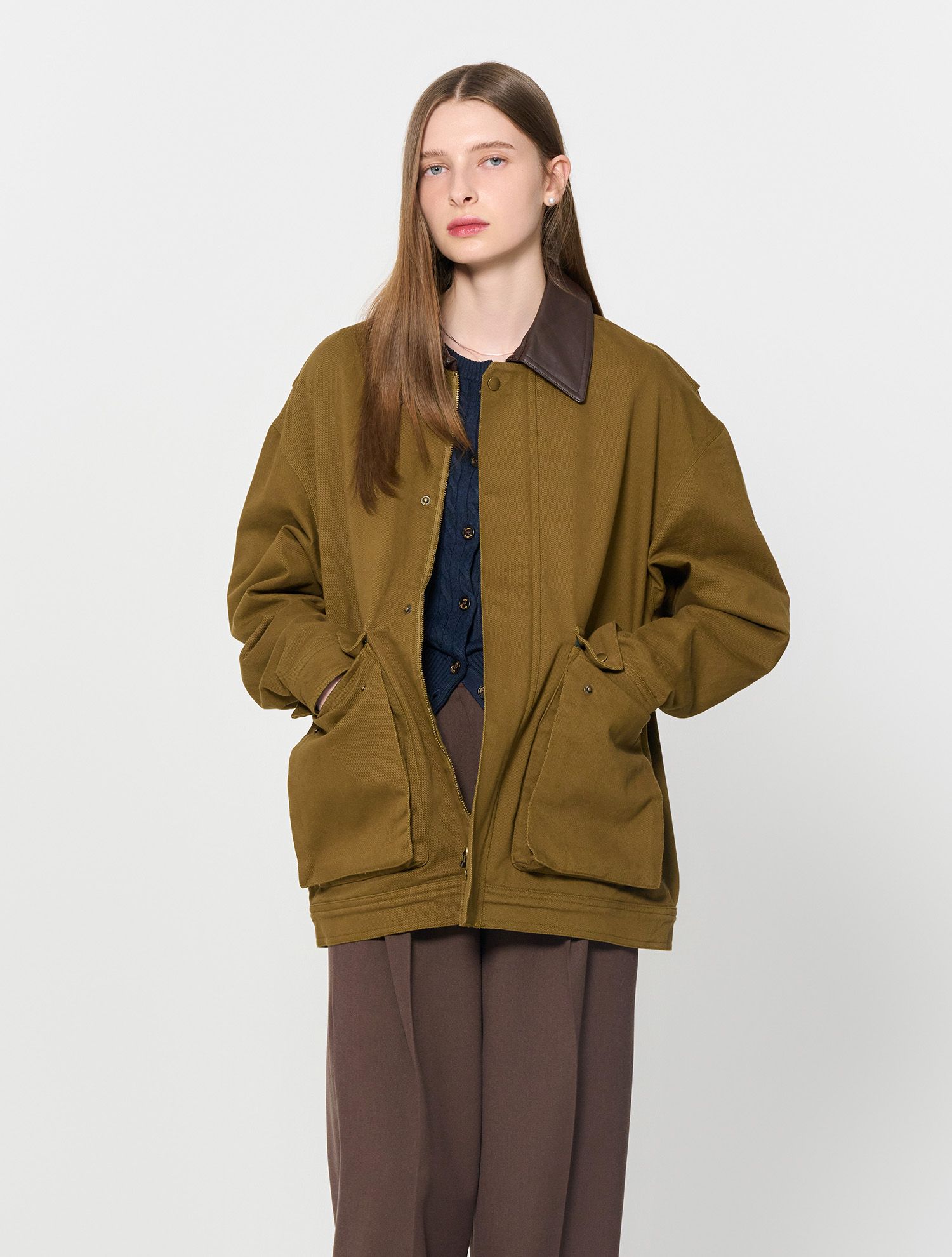 ★GENERAL IDEA★ UNISEX loose fit work jacket [OLIVE KHAKI] MUSINSA | GENERAL IDEA Loose fit work jacket [OLIVE KHAKI