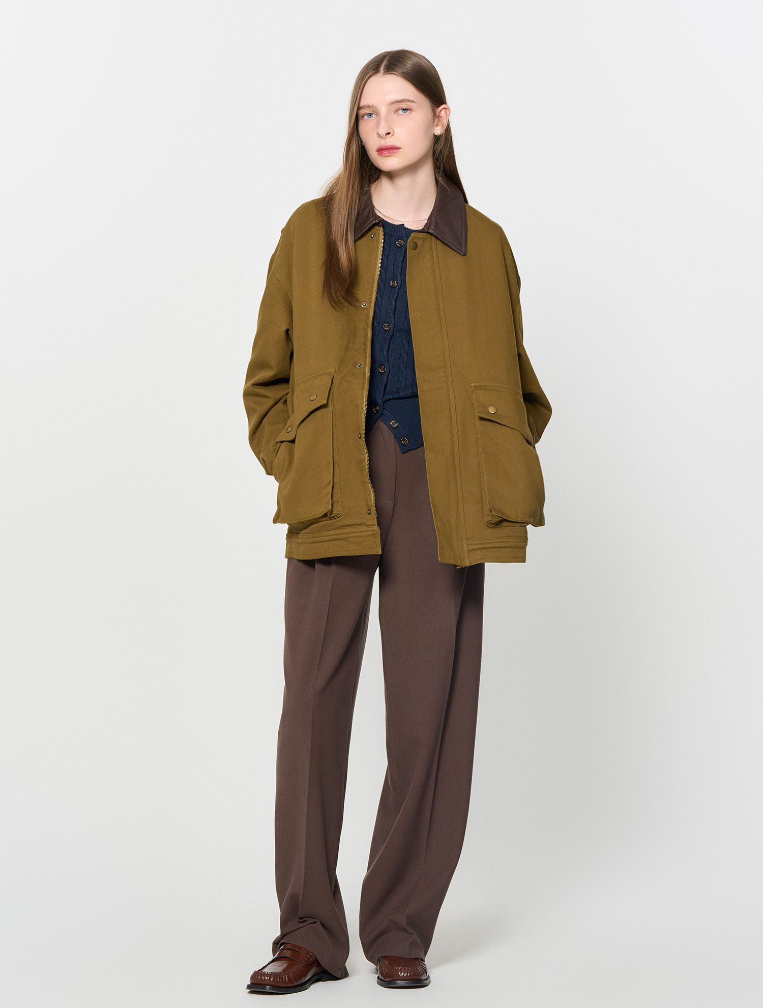 ★GENERAL IDEA★ UNISEX loose fit work jacket [OLIVE KHAKI] MUSINSA | GENERAL IDEA Loose fit work jacket [OLIVE KHAKI