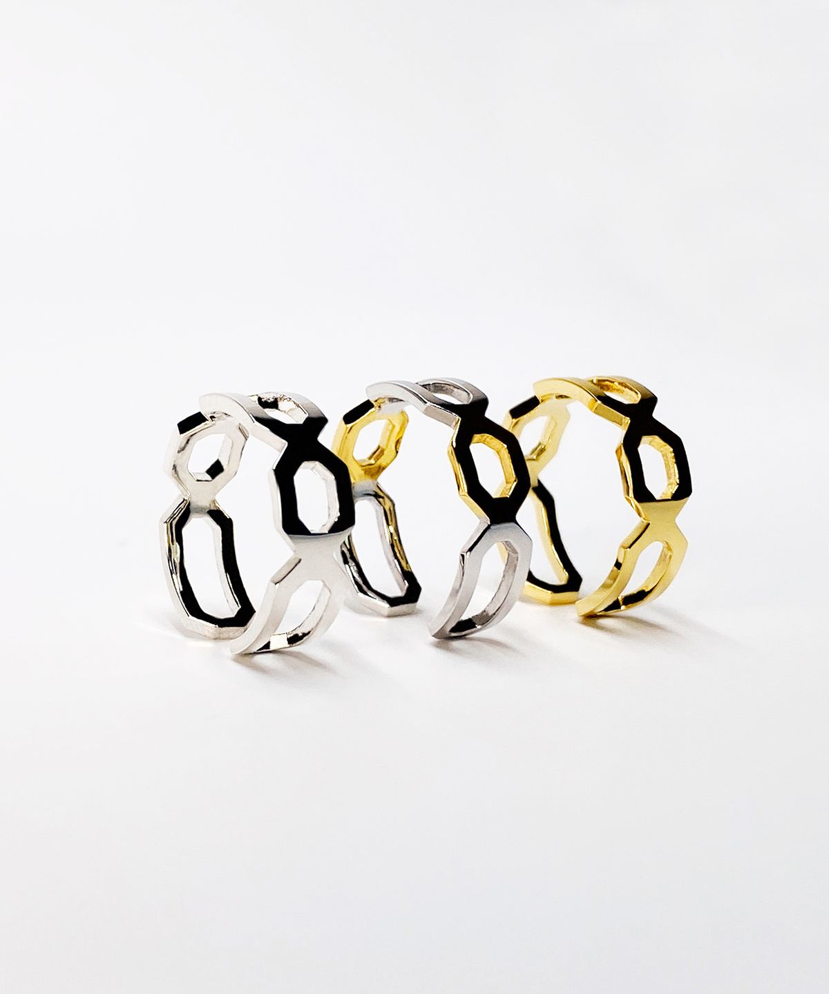 쿠도스(KUDOS) Interlocking Triple Octagon Ring (Thin Ver.)