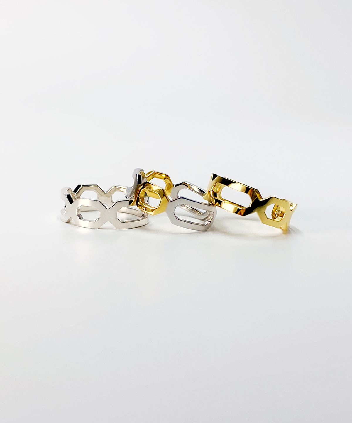 쿠도스(KUDOS) Interlocking Triple Octagon Ring (Thin Ver.)