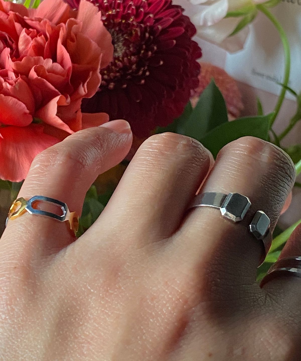 쿠도스(KUDOS) Interlocking Triple Octagon Ring (Thin Ver.)