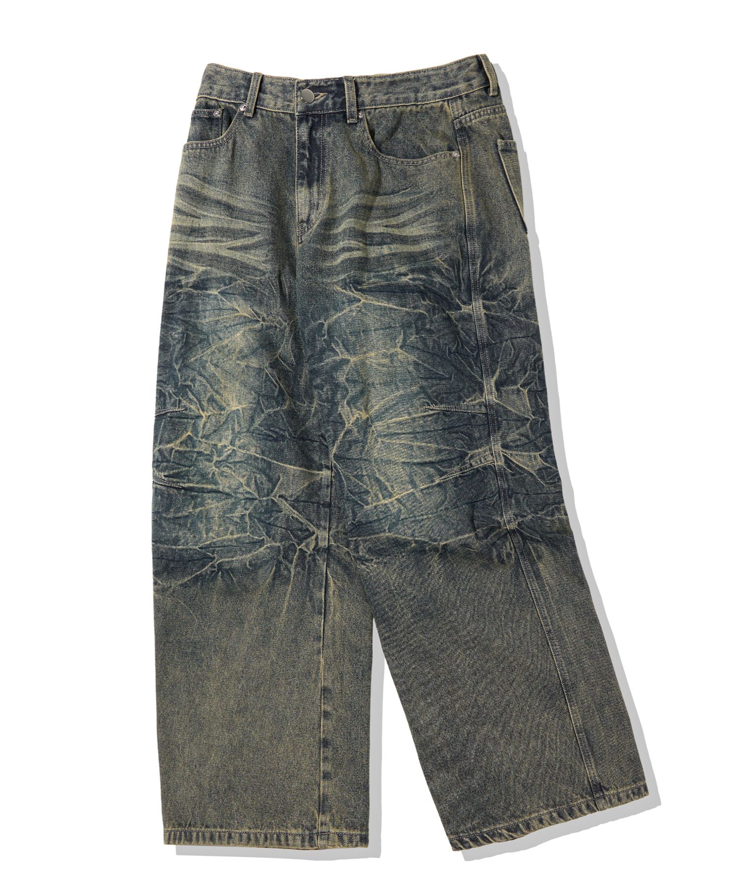 ★TRILLION★ Brightening crack washed denim pants SAND BLUE MUSINSA | TRILLION Brightening Crack Washing Denim Pants