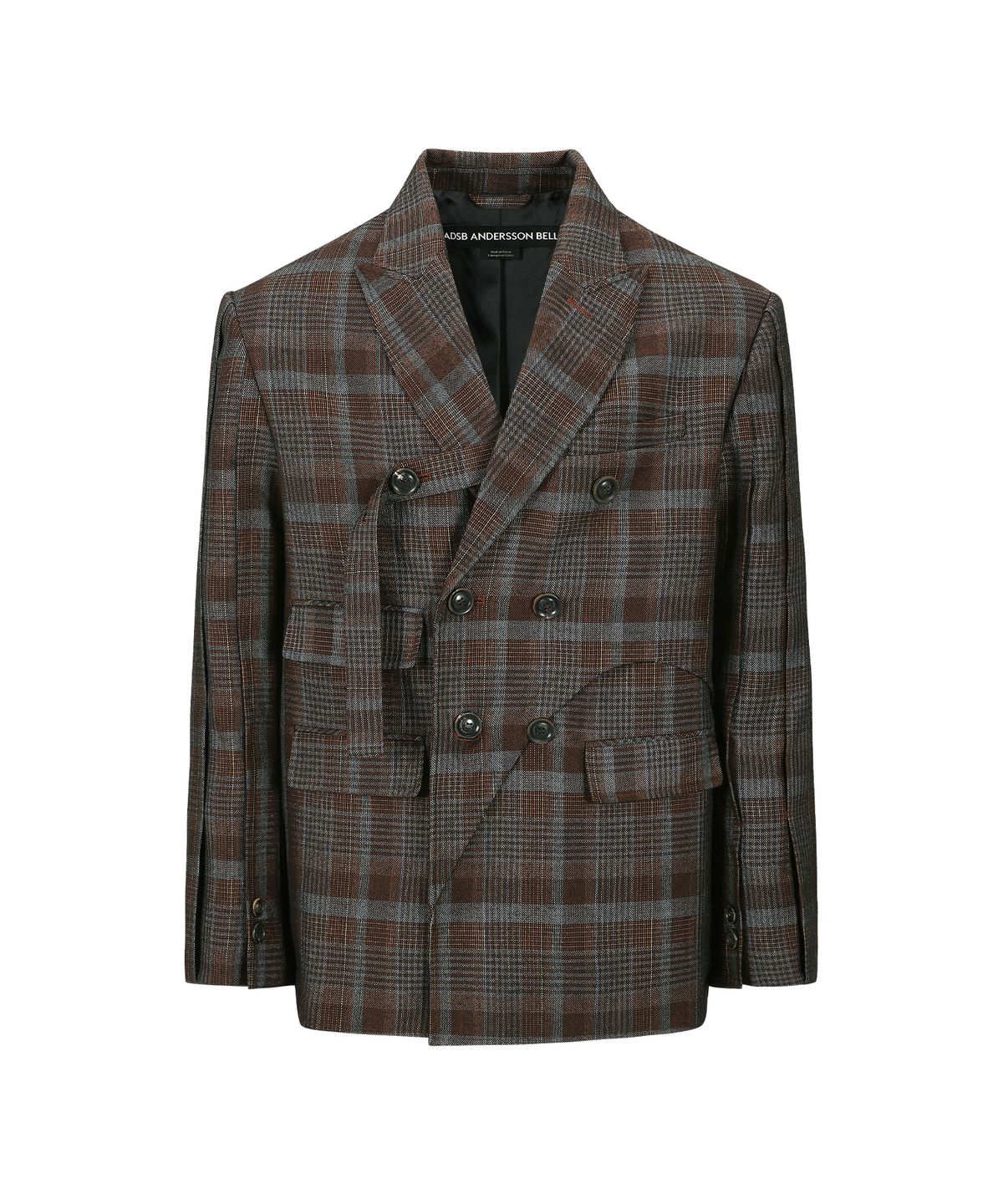 앤더슨벨(ADSB ANDERSSON BELL) 쏘 체크 랩 더블 브레스티드 자켓 awa628m(BROWN)