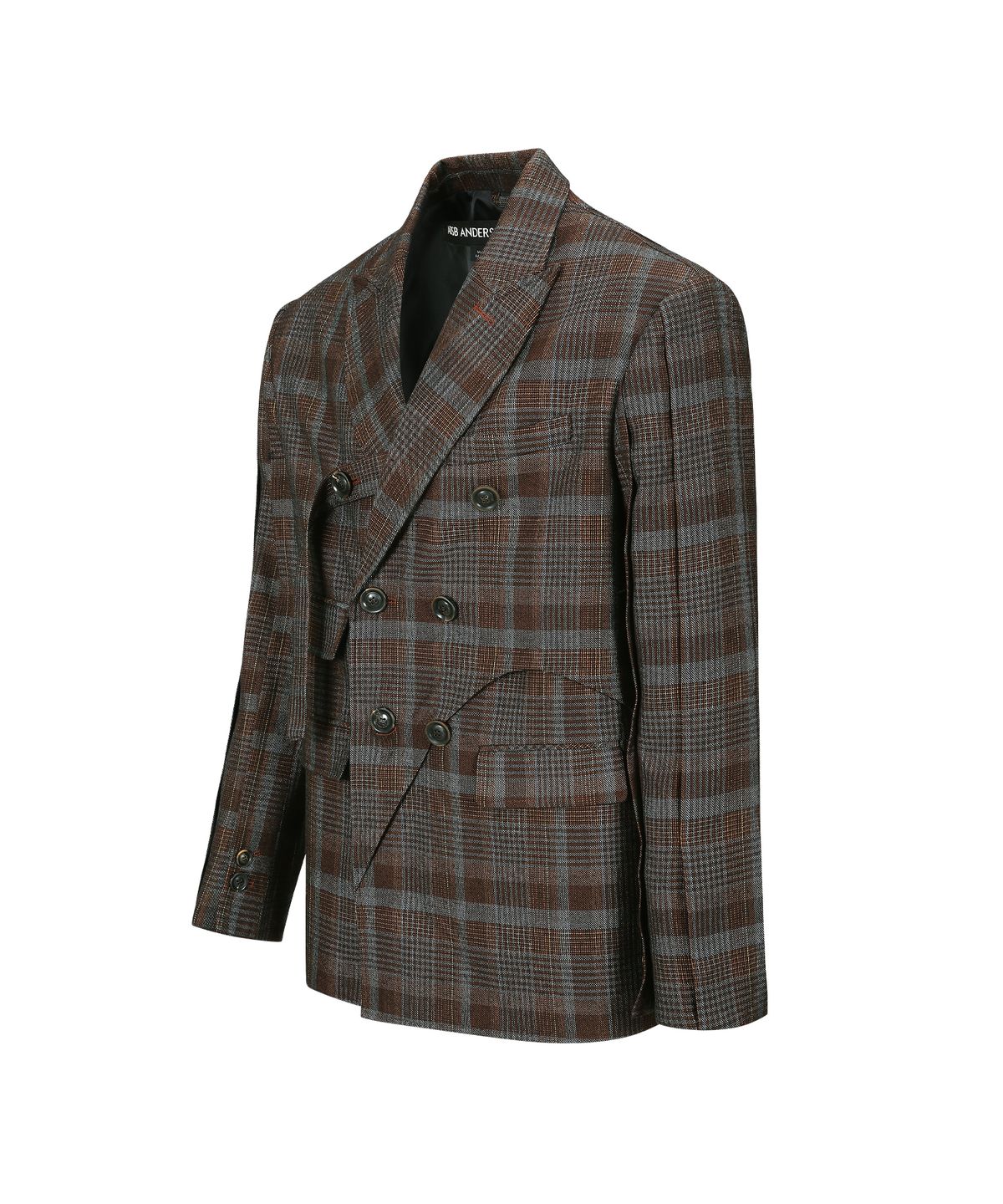앤더슨벨(ADSB ANDERSSON BELL) 쏘 체크 랩 더블 브레스티드 자켓 awa628m(BROWN)