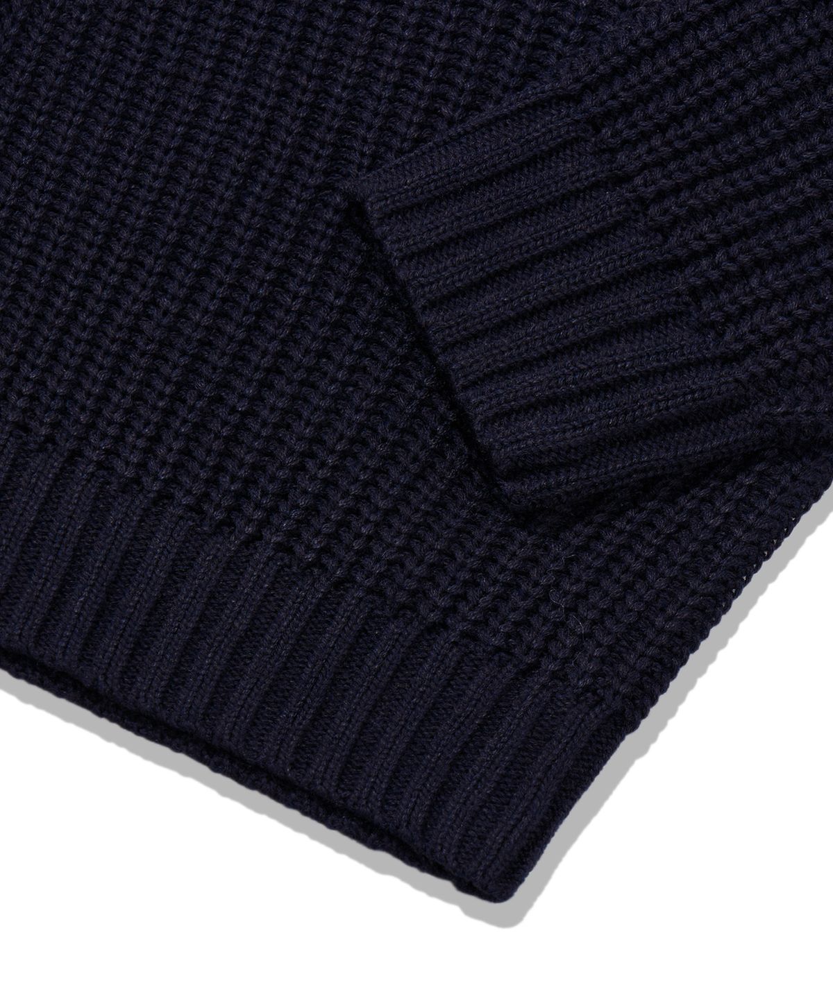 트릴리온(TRILLION) 워셔블 하이넥 버튼 업 카라 가디건 니트 (NAVY)