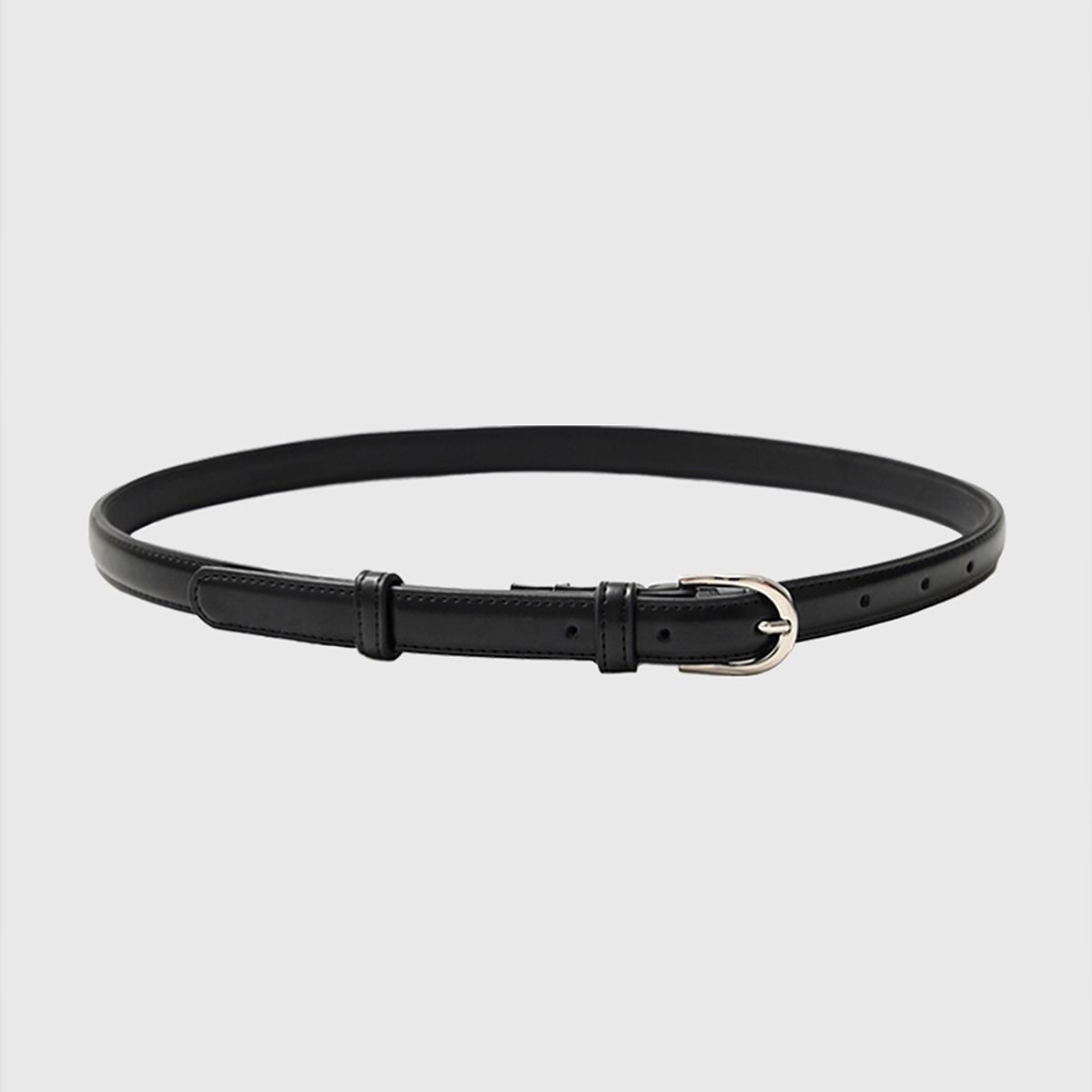 룩캐스트(LOOKAST) 엘르 비건 레더 벨트_블랙 실버 / ELLE VEGAN LEATHER BELT_BLACK SILVER