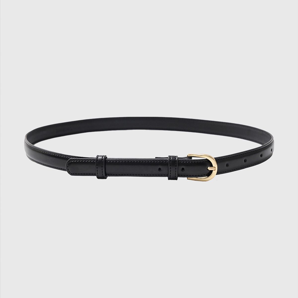 룩캐스트(LOOKAST) 엘르 비건 레더 벨트_블랙 골드 / ELLE VEGAN LEATHER BELT_BLACK GOLD