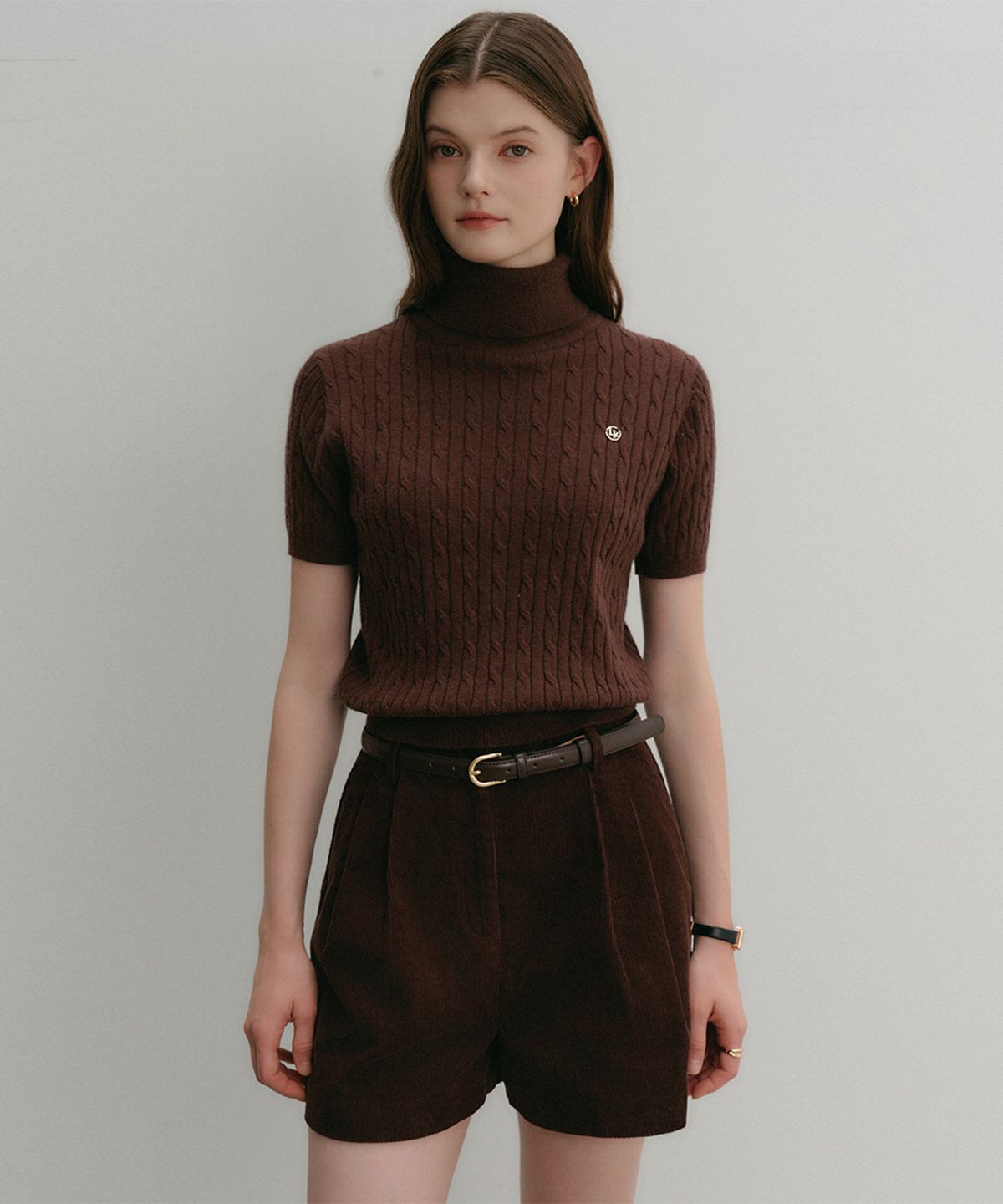 룩캐스트(LOOKAST) 리사 캐시미어 하프 탑_브라운 / LISA CASHMERE HALF TOP_BROWN