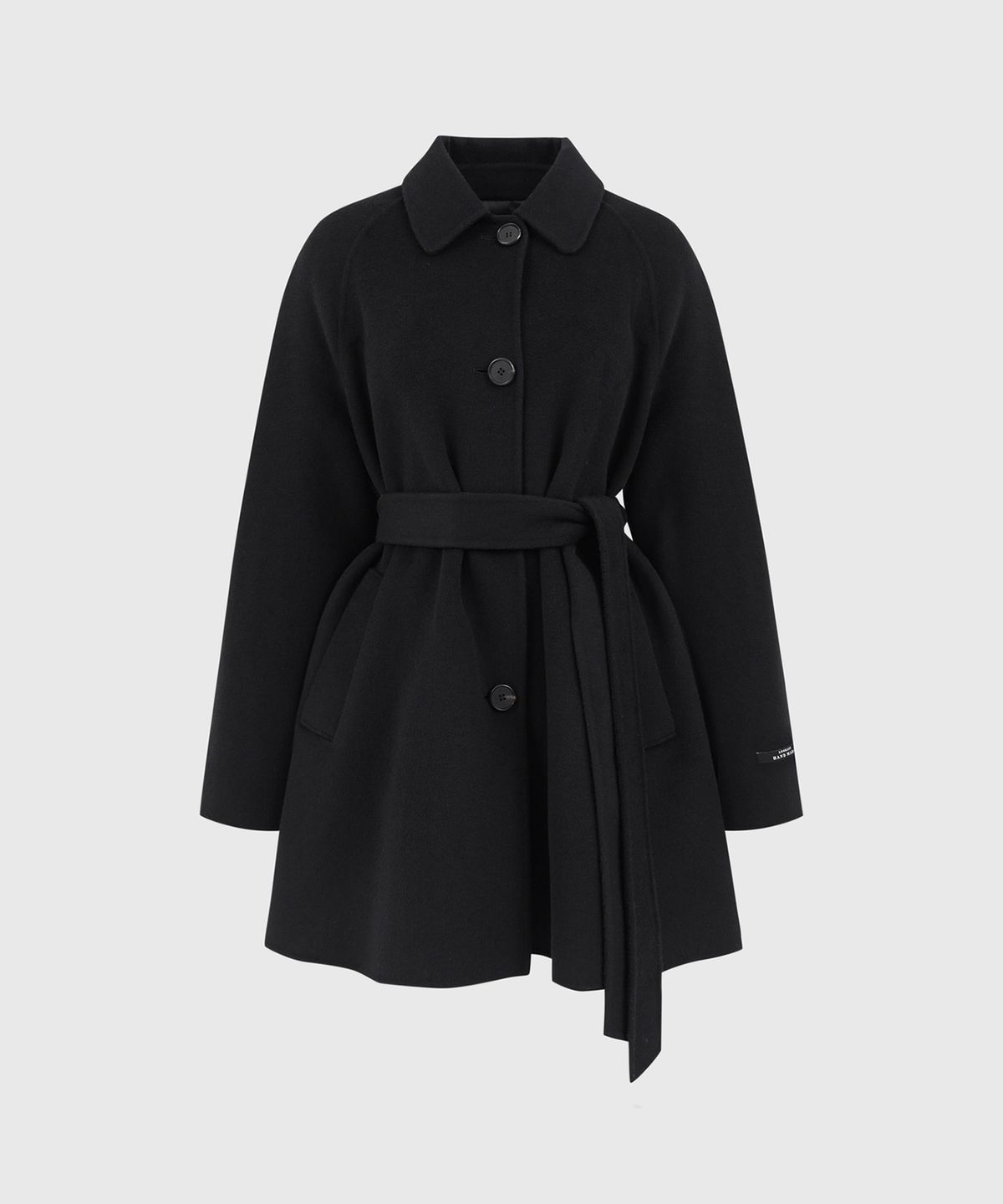 룩캐스트(LOOKAST) 리앤 울 핸드메이드 하프 코트_블랙 / LEANNE WOOL HANDMADE HALF COAT_BLACK