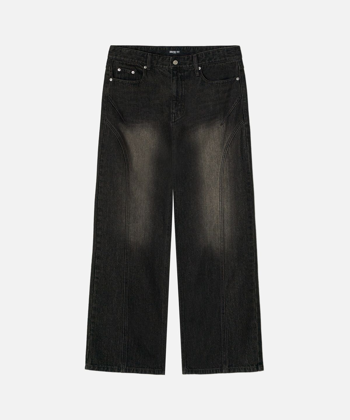 드로우핏(DRAW FIT) 커브드 인시전 라인 데님 팬츠 [BLACK]