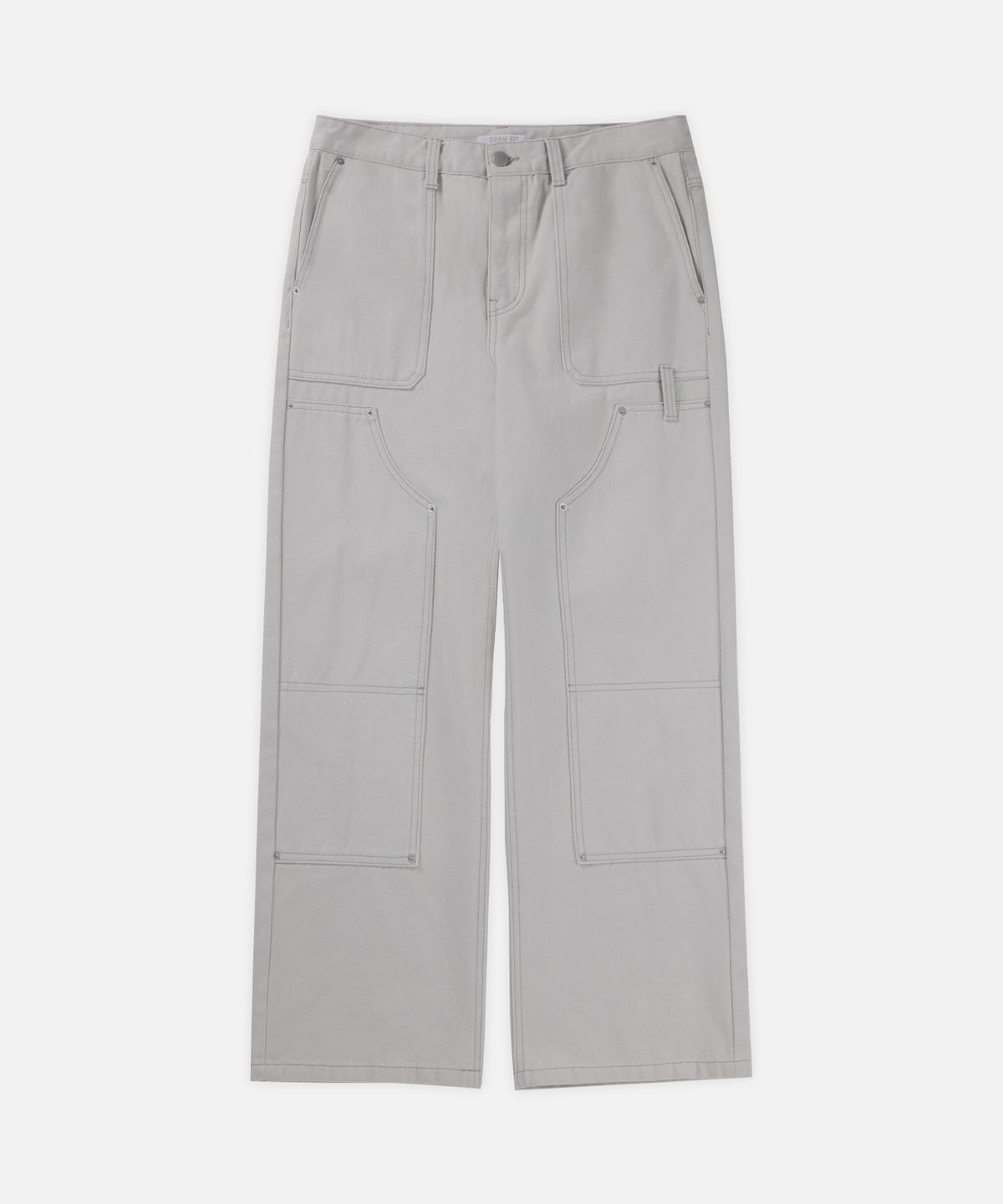 드로우핏(DRAW FIT) 워시드 더블니 카펜터 워크 팬츠 [LIGHT GREY]