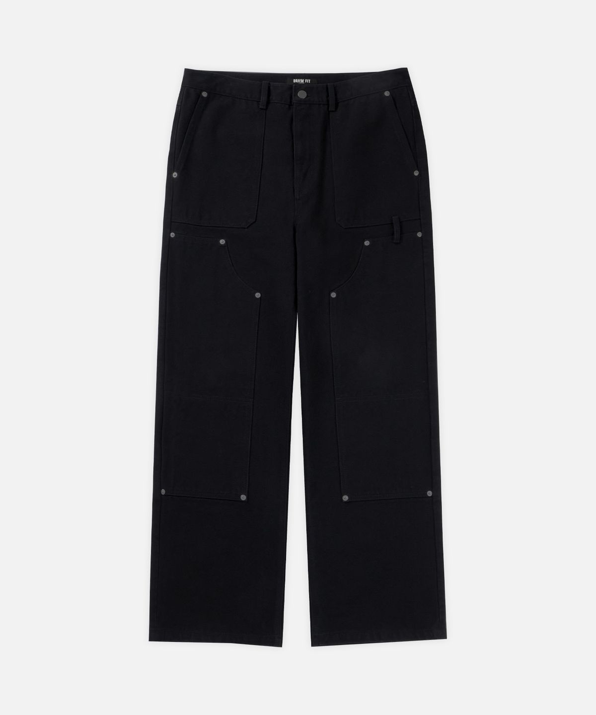 드로우핏(DRAW FIT) 워시드 더블니 카펜터 워크 팬츠 [BLACK]