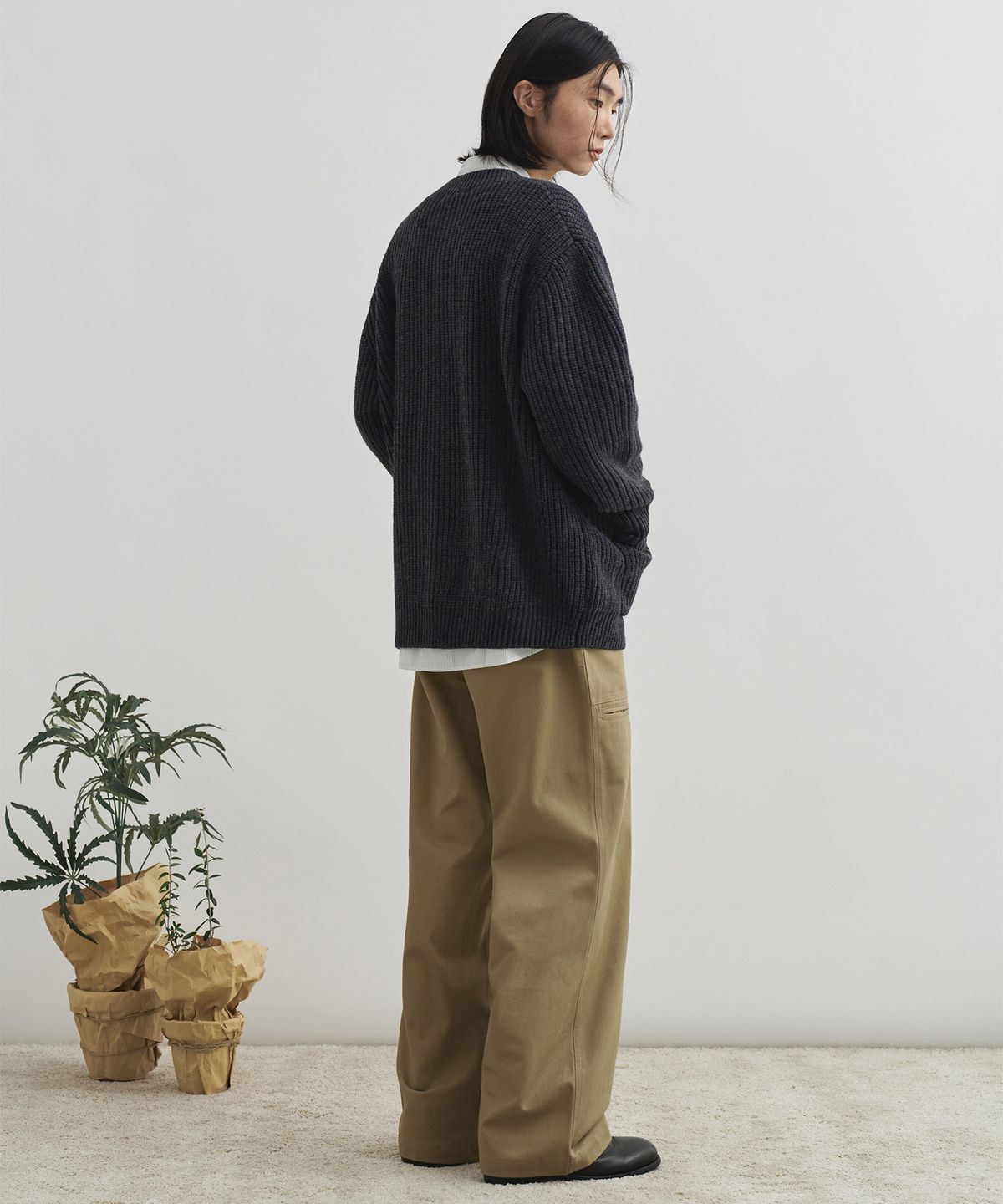 드로우핏(DRAW FIT) 와이드 퍼티그 치노 팬츠 [BEIGE]