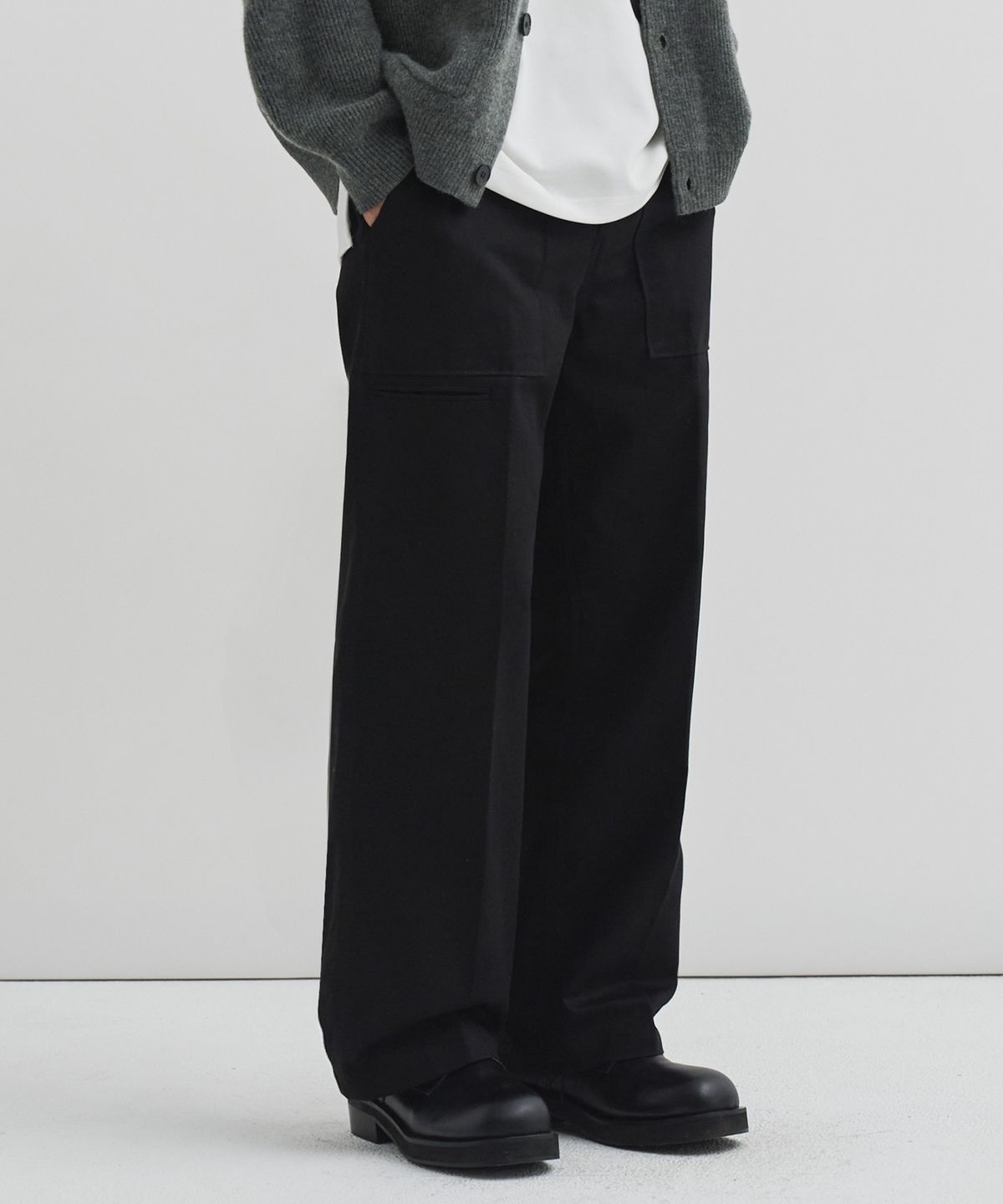 드로우핏(DRAW FIT) 와이드 퍼티그 치노 팬츠 [BLACK]
