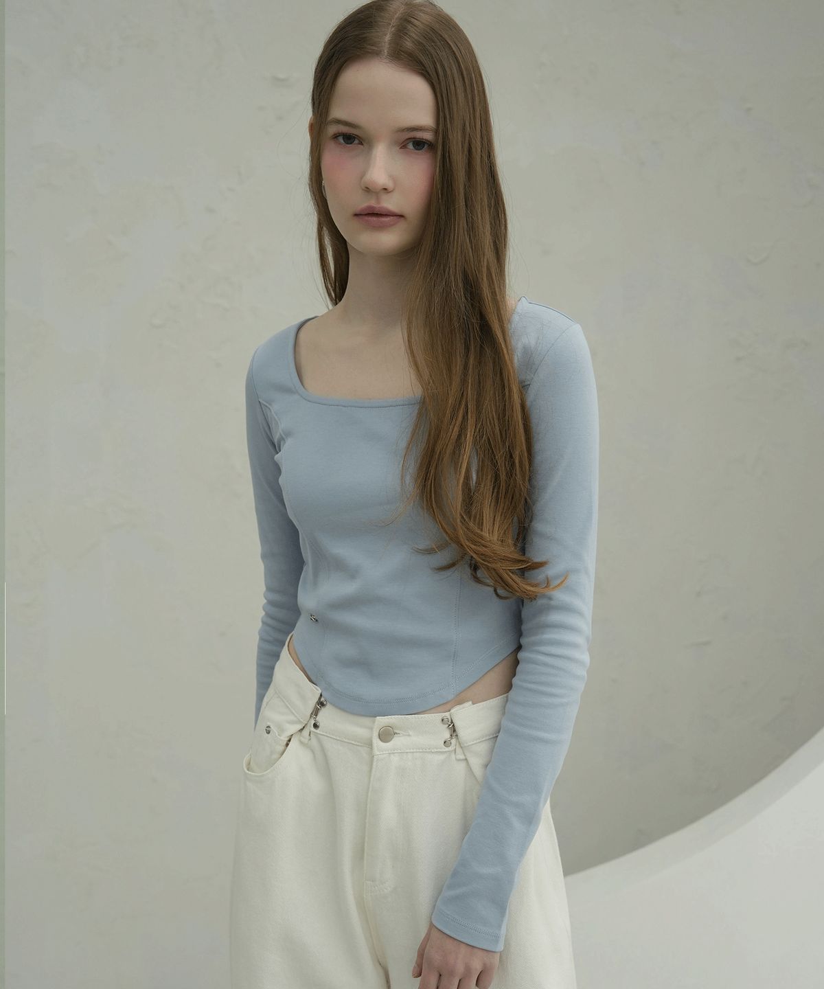 비바셔스(VIVACIOUS) Neuel Square Neck Line Crop Long Sleeve - 5COL