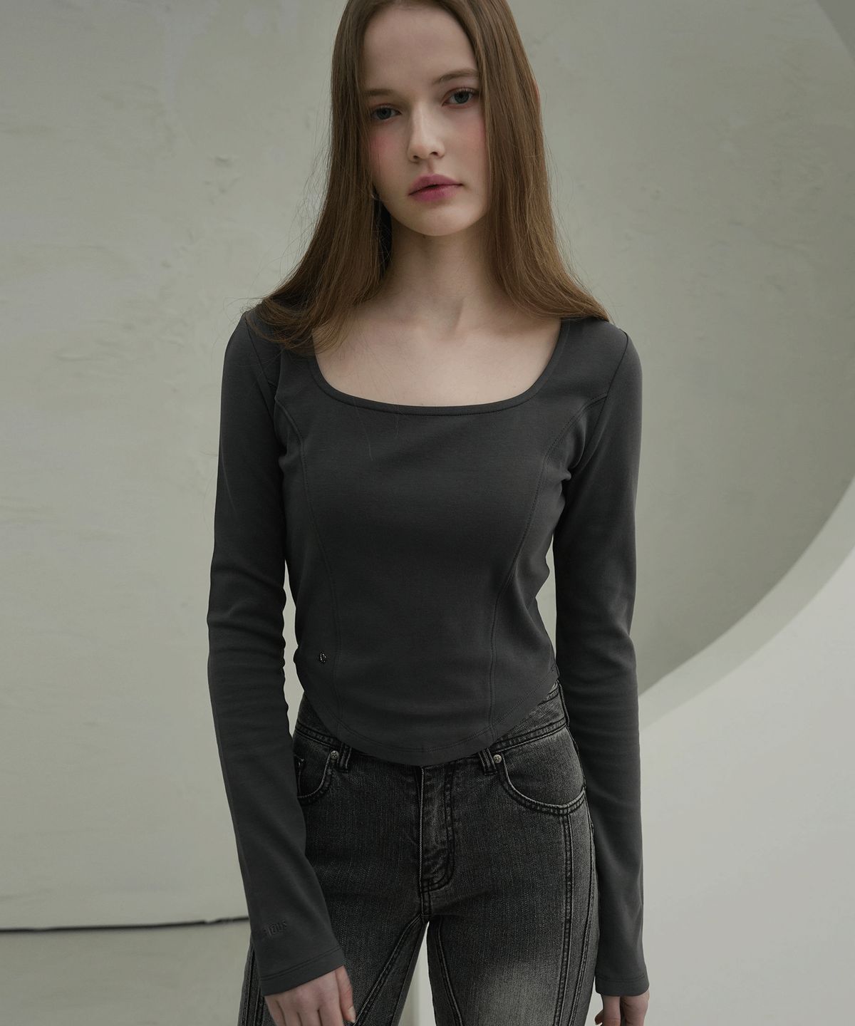 비바셔스(VIVACIOUS) Neuel Square Neck Line Crop Long Sleeve - 5COL