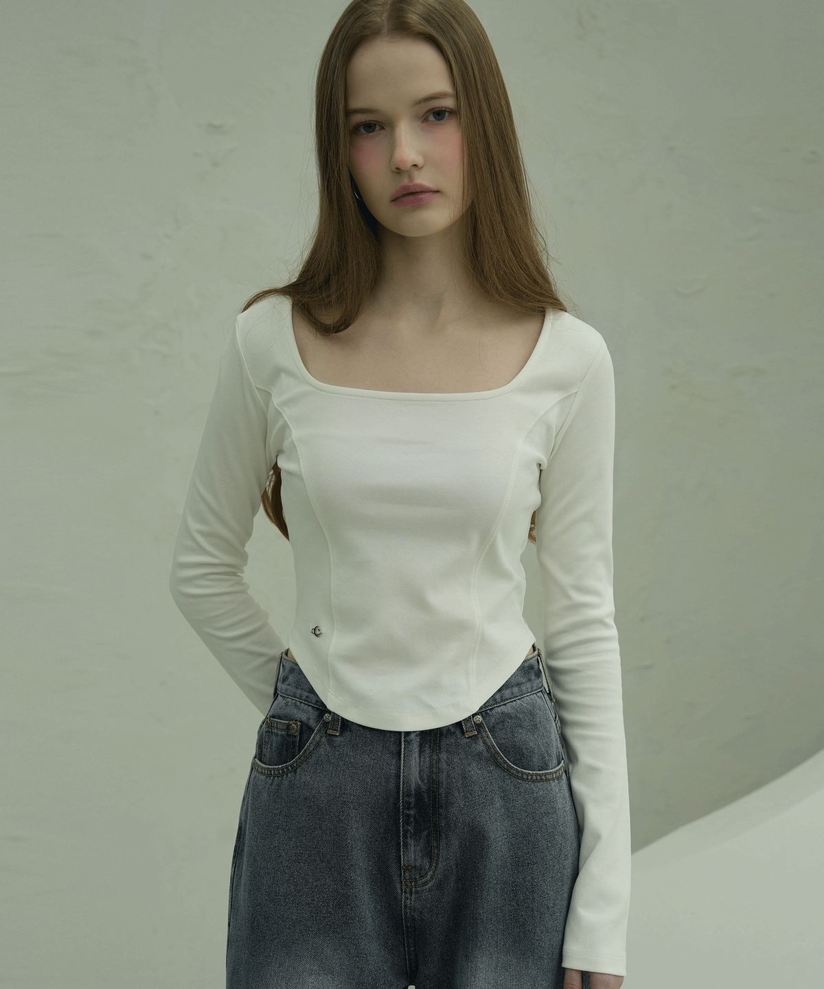 비바셔스(VIVACIOUS) Neuel Square Neck Line Crop Long Sleeve - 5COL
