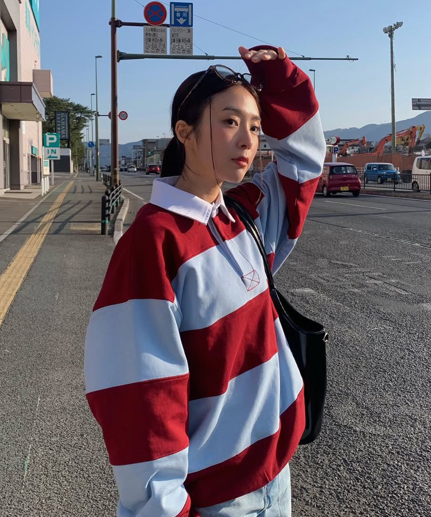 ☆CODEGRAPHY☆ CGP SMALL SQUARE LOGO RUGBY SWEATSHIRT MUSINSA | Codegraphy CGP Small Square Logo Stripe Rugby Man