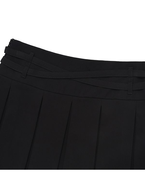 MUSINSA | KIRSH Cheek Check Pleated Skirt [Black]
