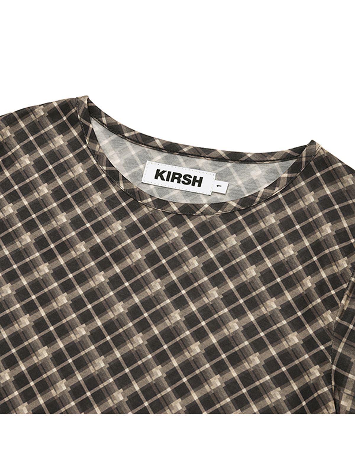 키르시(KIRSH) 치크체크 슬림핏 티셔츠 [브라운]