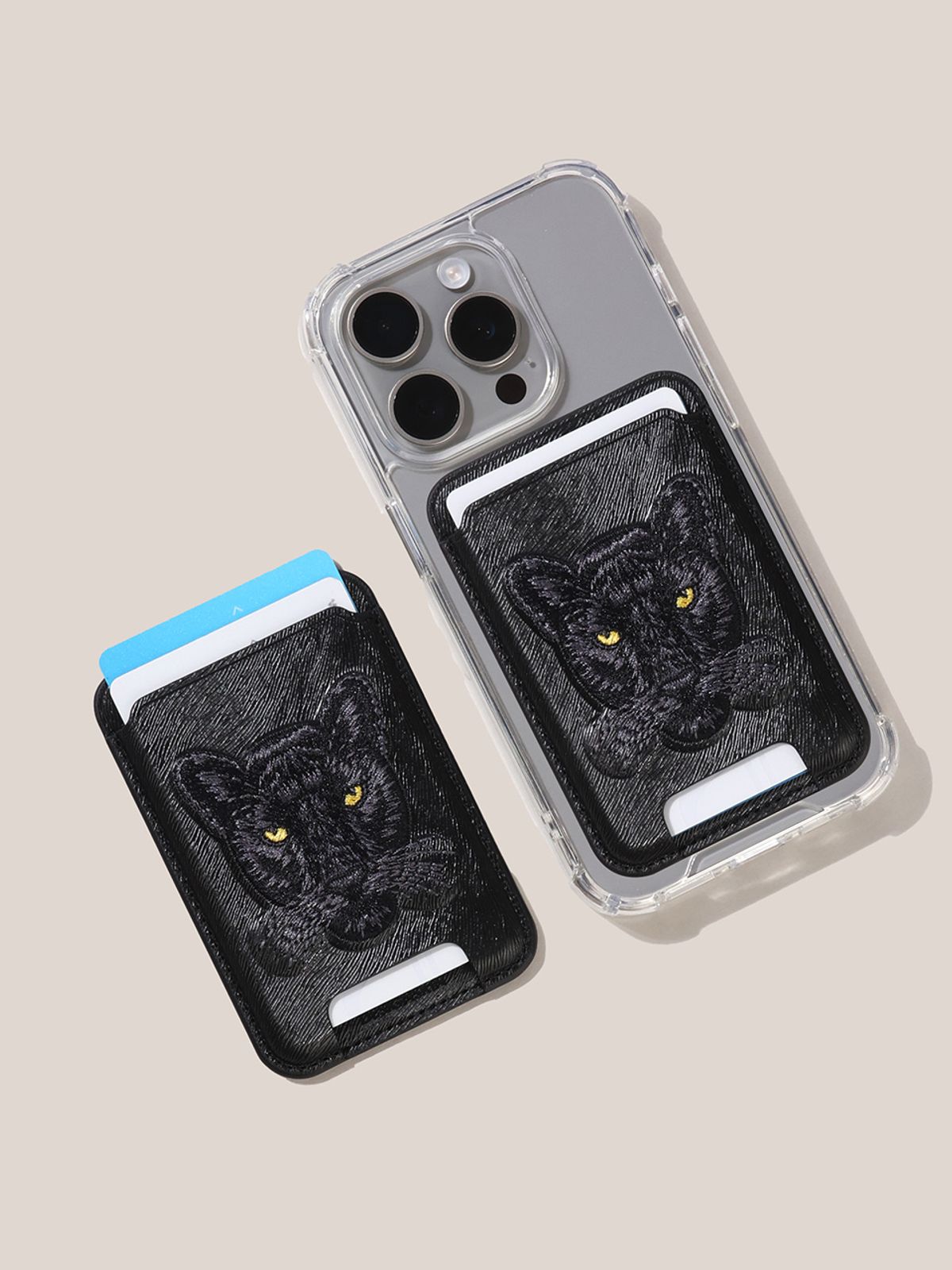 디자인스킨(DESIGNSKIN) 맥세이프 카드 지갑 - 비스트/흑표