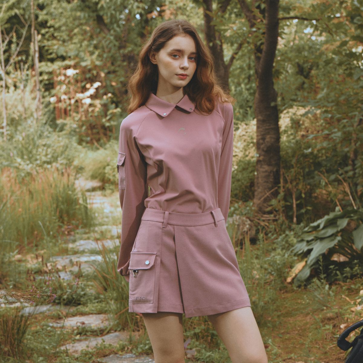 챌린저(CHALLENGER) 여성 울블렌드 랩 포켓디테일 반바지형 큐롯 인디핑크