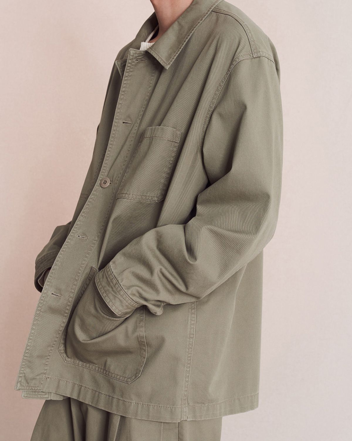 포커페이스(POKERFACE) WASHED FRENCH WORK JACKET BEIGE KHAKI