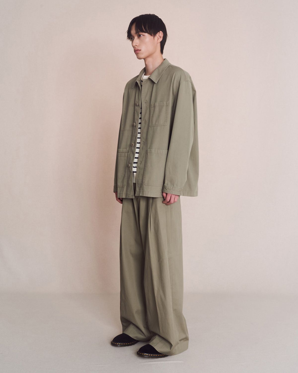포커페이스(POKERFACE) WASHED FRENCH WORK JACKET BEIGE KHAKI