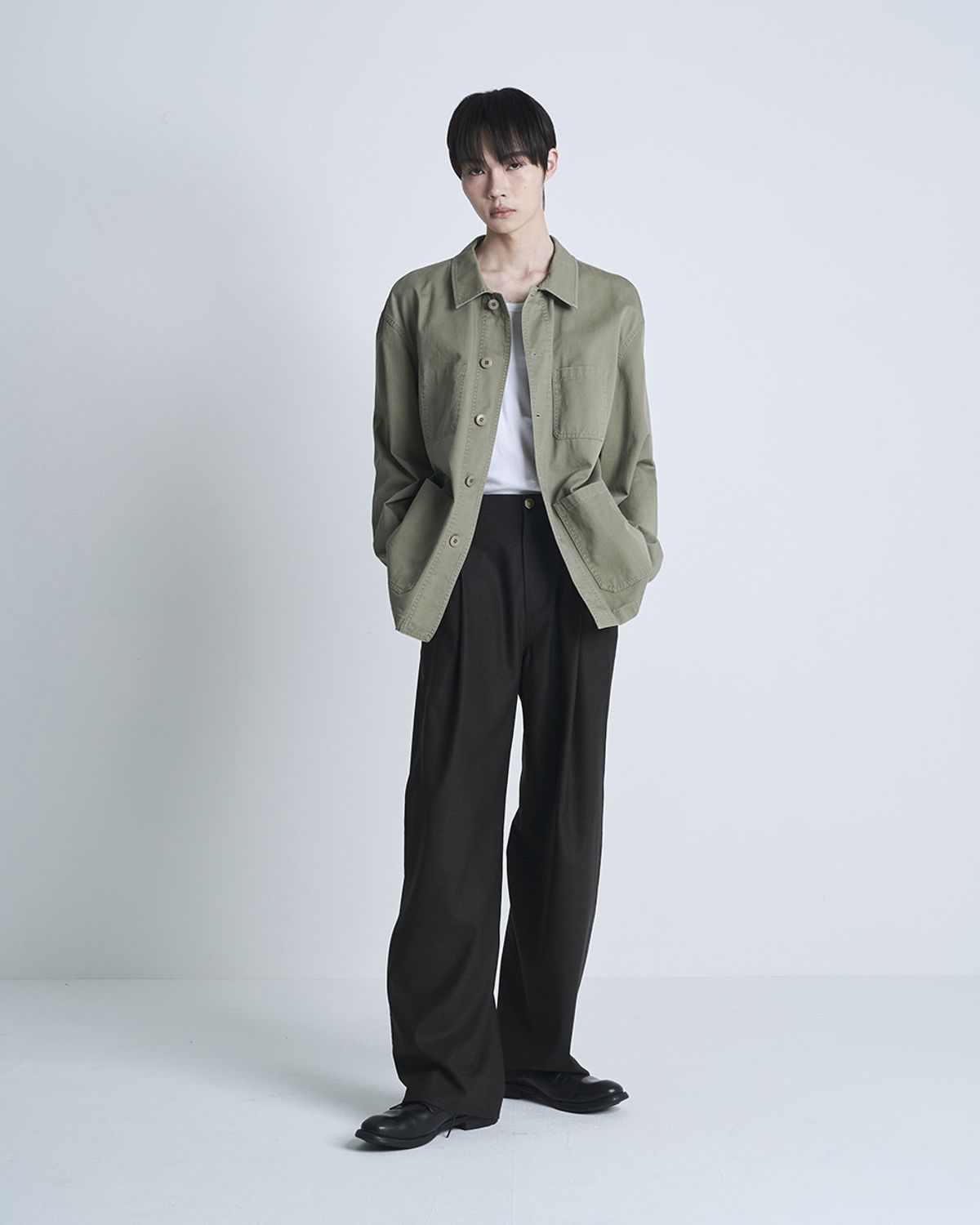 포커페이스(POKERFACE) WASHED FRENCH WORK JACKET BEIGE KHAKI