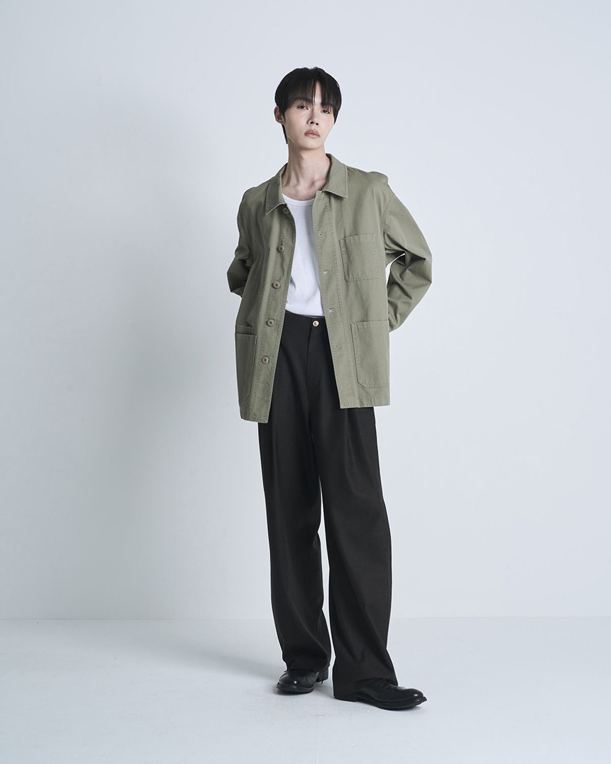 포커페이스(POKERFACE) WASHED FRENCH WORK JACKET BEIGE KHAKI