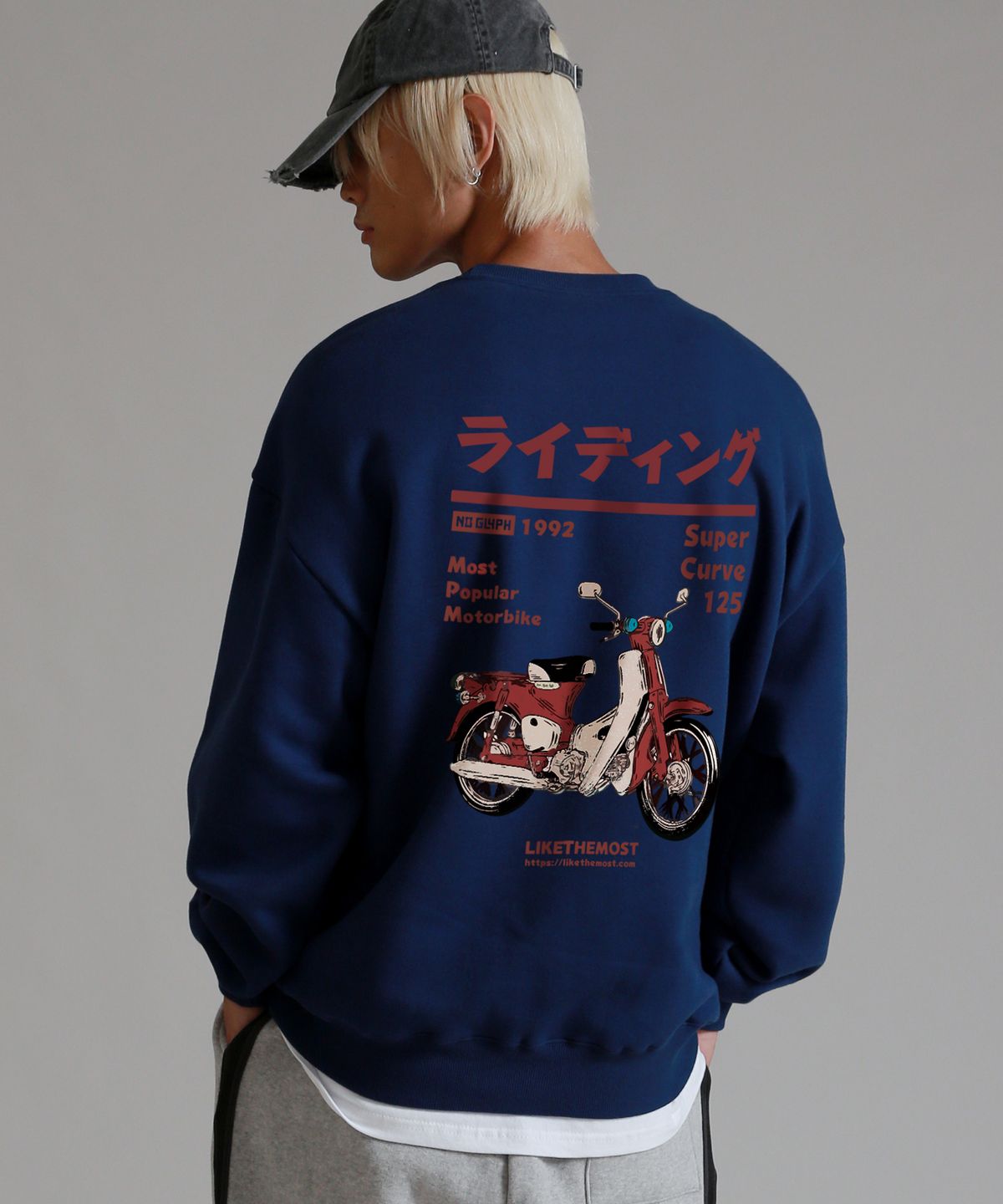 라이크더모스트(LIKE THE MOST) 라이딩 바이크 오버핏 스웨트 셔츠_4colors