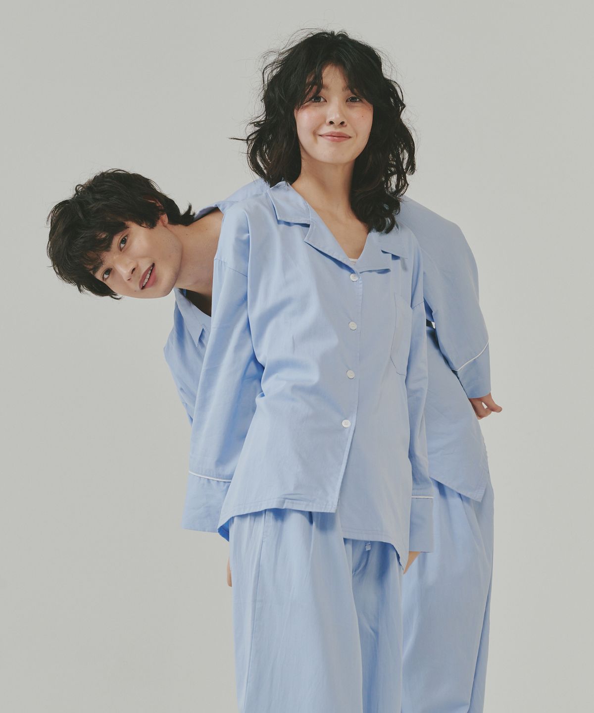 오끼뜨(OGGITT) (uni)도미토리 파이프 파자마 라이트블루