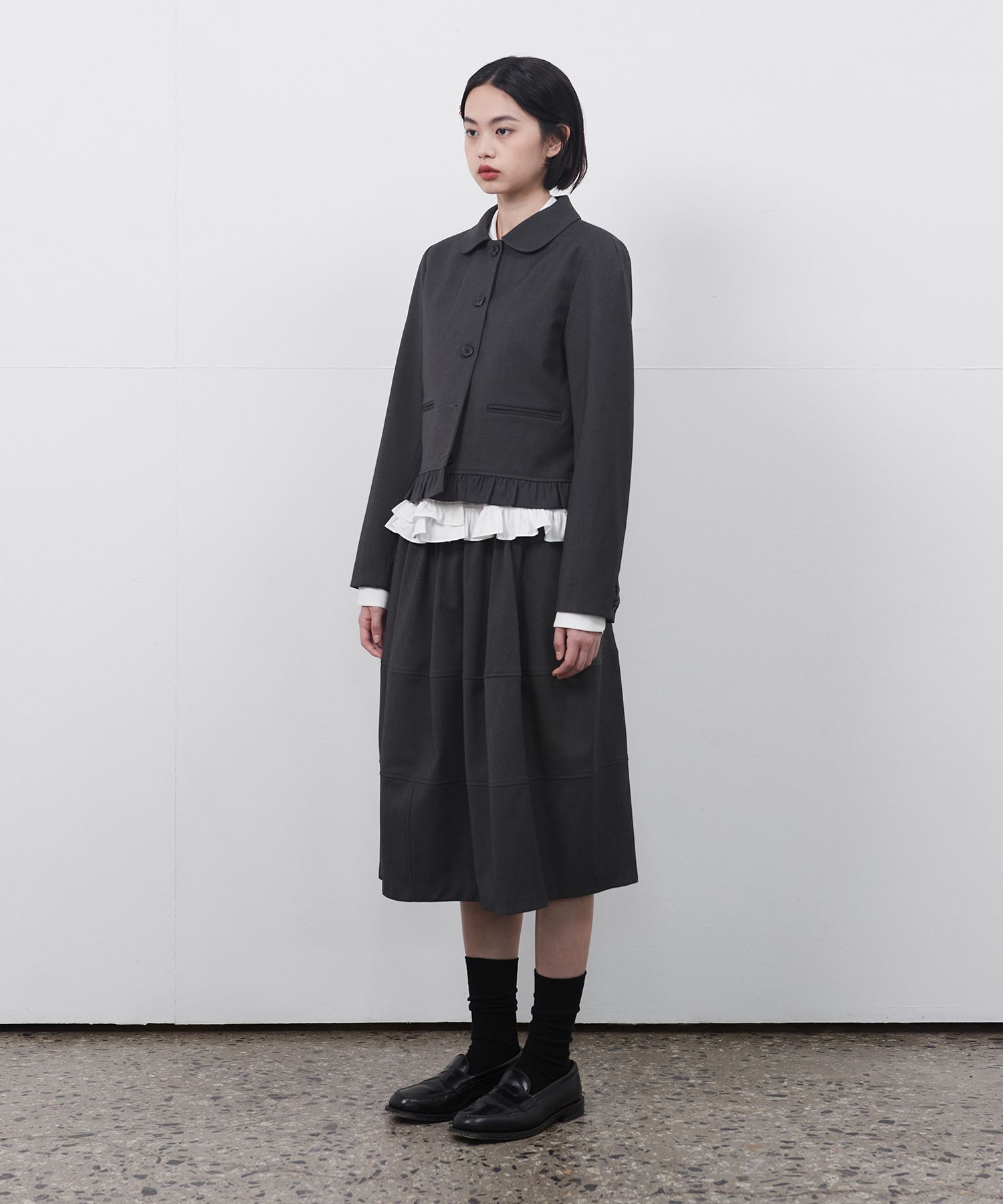 【人気ショップが最安値挑戦！】 | MUSINSA公式 OHESHIO CHARCOAL JACKET, FRILL ROUND ジャケット・アウター
