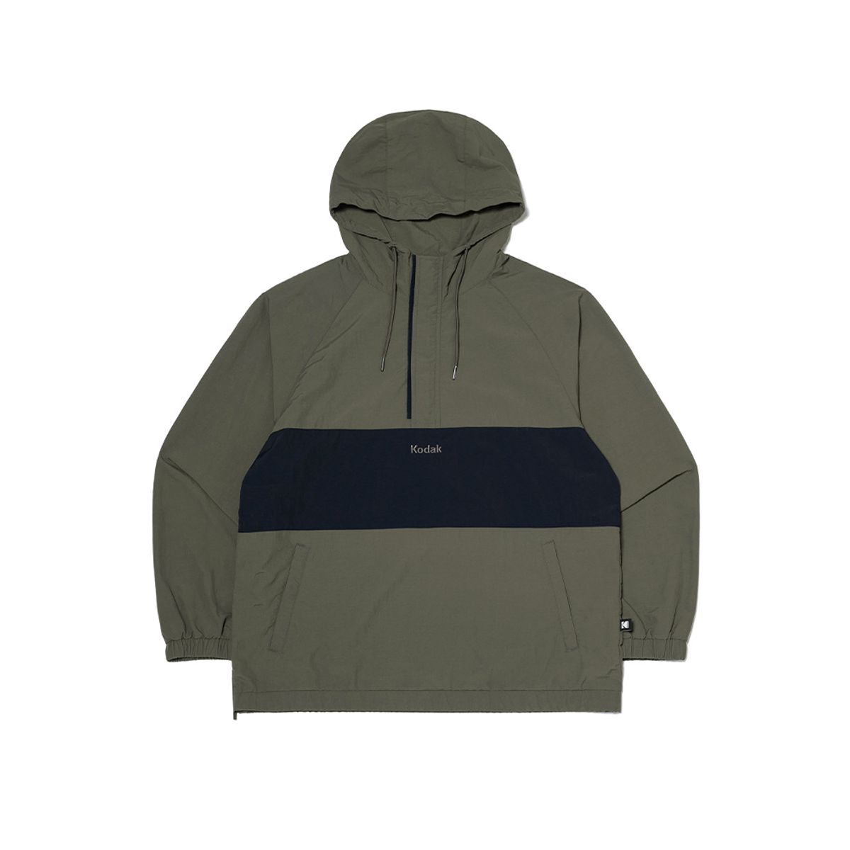 코닥(KODAK) 컬러블럭 로고 후드 아노락 자켓 KHAKI