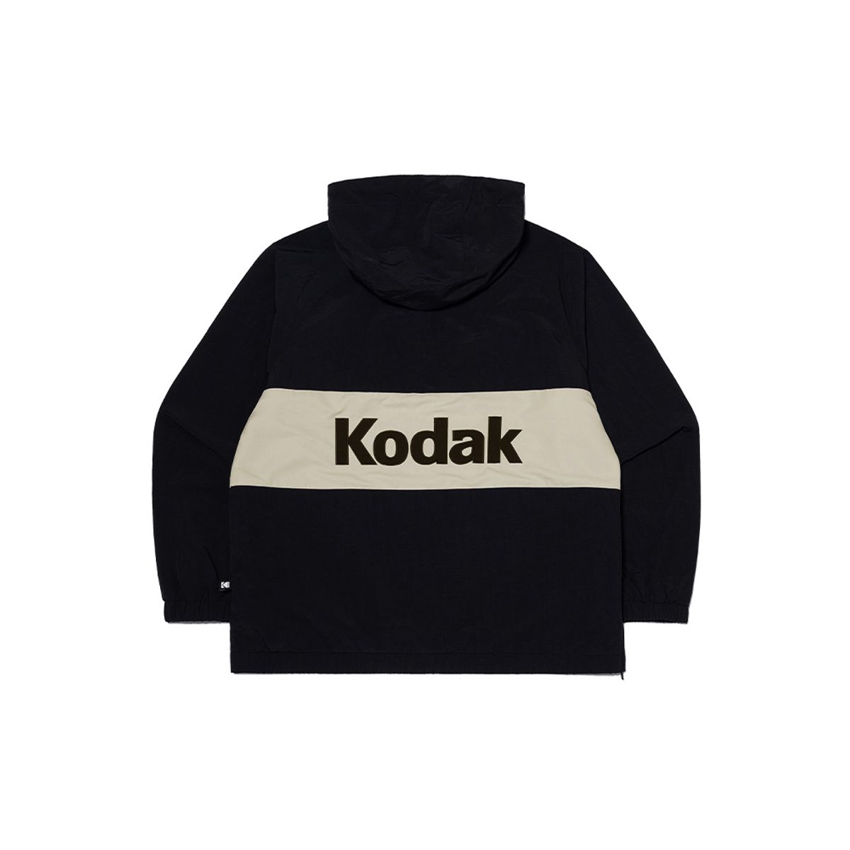 코닥(KODAK) 컬러블럭 로고 후드 아노락 자켓 BLACK