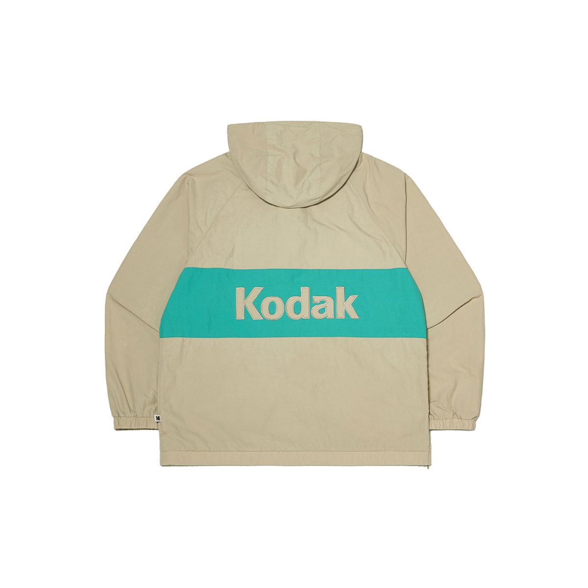 코닥(KODAK) 컬러블럭 로고 후드 아노락 자켓 BEIGE