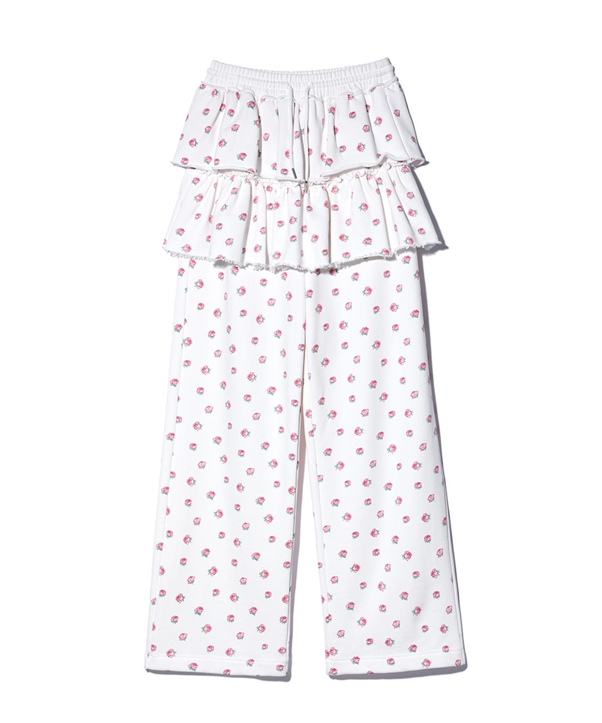 유희(YOUHEE) FLOWER PATTERN LAYERD SKIRT PANTS WHITE