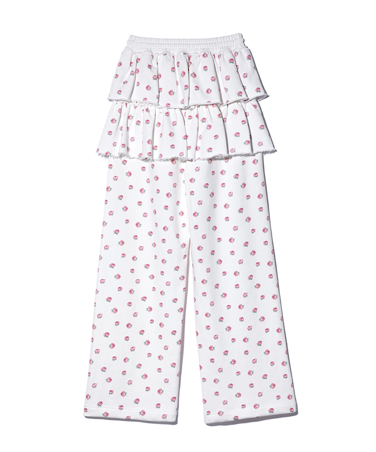 유희(YOUHEE) FLOWER PATTERN LAYERD SKIRT PANTS WHITE