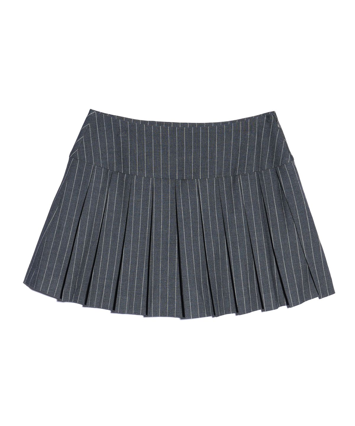 유희(YOUHEE) PIN STRIPE STAR PLEATS SKIRT CHARCOAL