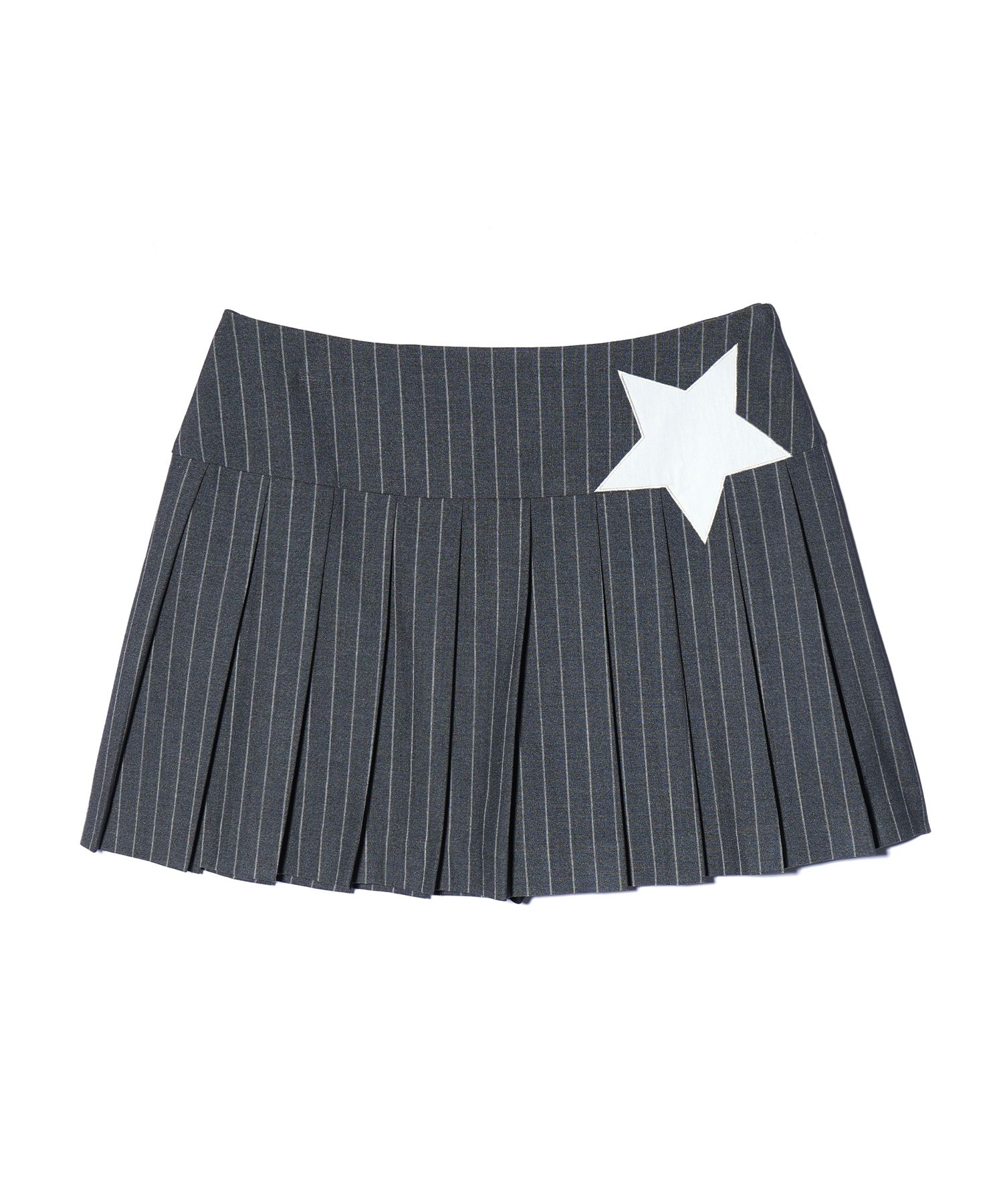 ★24-25FW新作★YOUHEE★PIN STRIPE STAR PLEATS SKIRT MUSINSA | YOUHEE PIN STRIPE STAR PLEATS SKIRT CHARCOAL