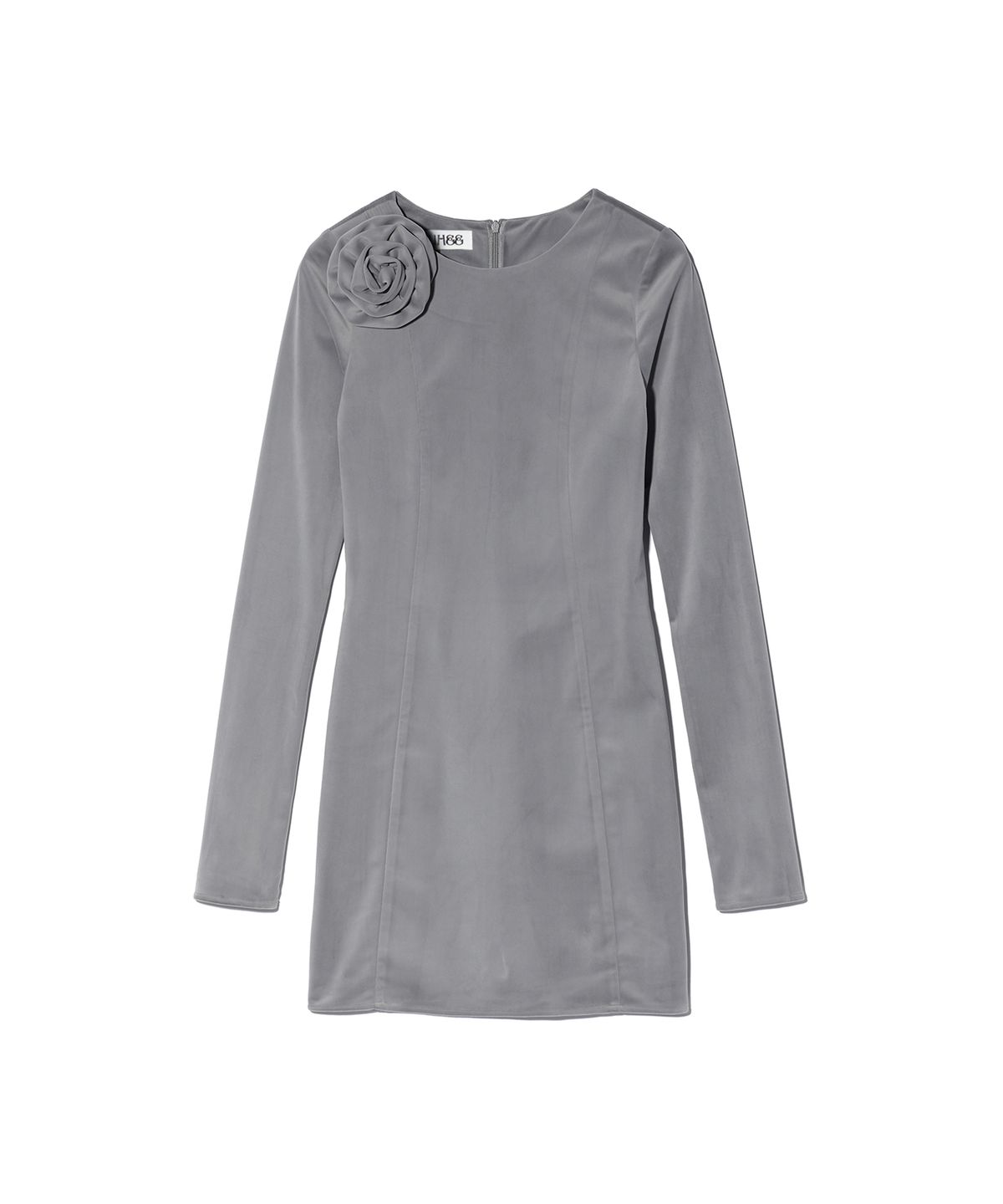 유희(YOUHEE) FLOWER CORSAGE MINI DRESS CHARCOAL